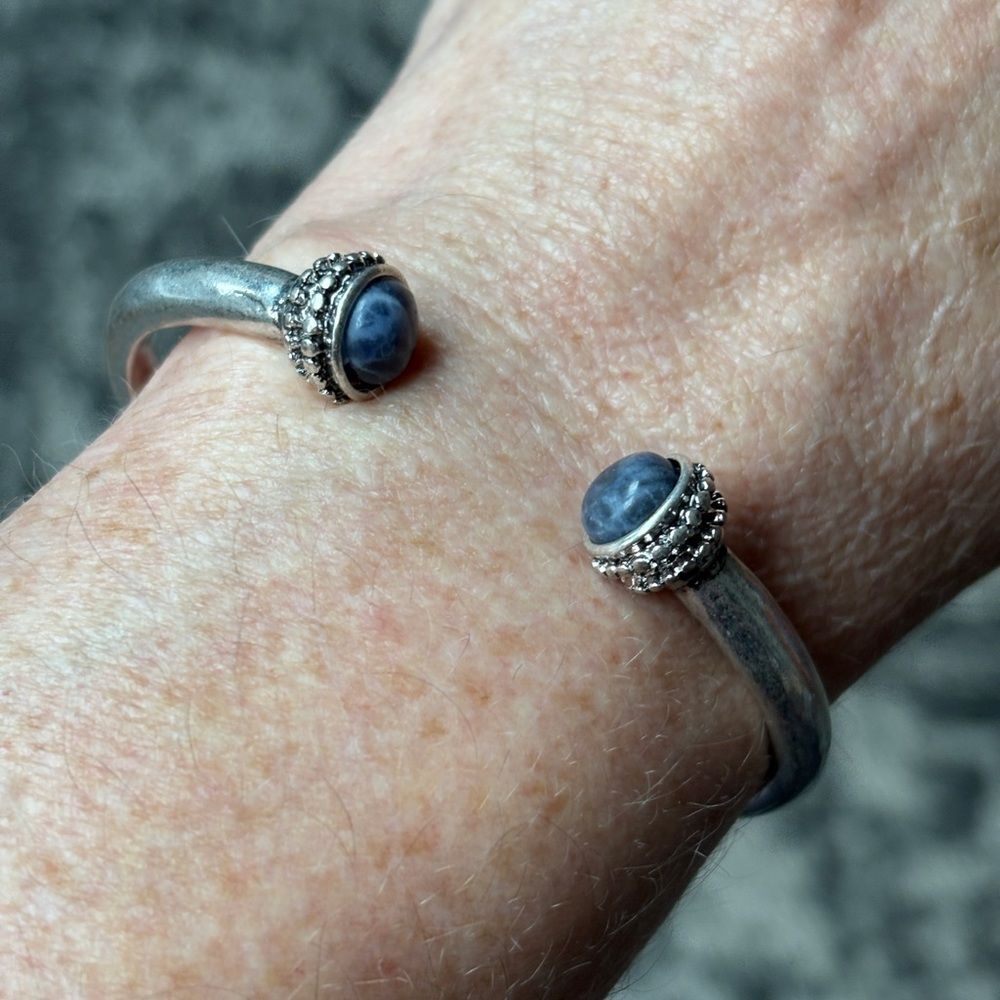 Silver & Blue Stone Cuff Bracelet